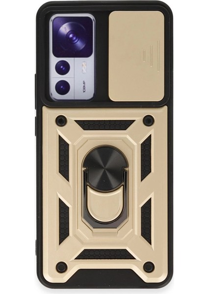 Buğz Xiaomi Mi 12T Pro Kılıf Pars Lens Yüzüklü Silikon - Gold