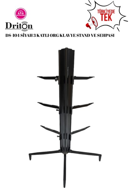 DS-104 Siyah Profesyonel Üç Katlı Ultimate Org Standı Sehpası