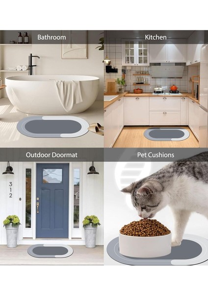 Dilan Store 2 Adet Su Emici Paspas Şık Tasarım Abdest Paspası Kaymaz Taban 38*58 cm Oval Paspas D-60 fiyatları