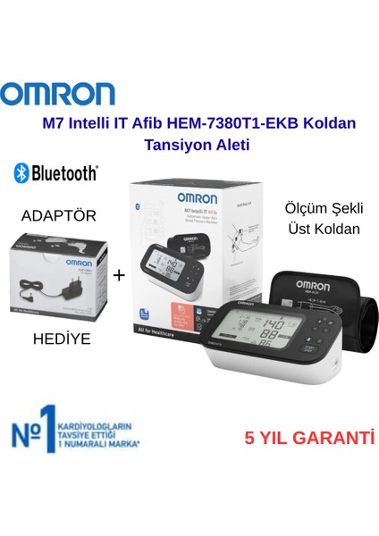 M7 Intelli It Afib HEM-7380T1-EKB Koldan Tansiyon Aleti+Orjinal Adaptör Hediye
