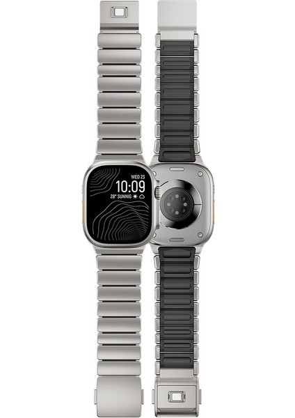 Apple Watch 7 8 9 45 mm Uyumlu Titanyum Kordon Silikon Iç Yüzey Hafif Premium Kayış fırsatları