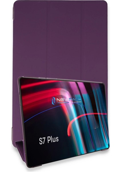 Buğz Samsung Galaxy T970 Tab S7 Plus 12.4 Kılıf Tablet Smart Kılıf - Mor