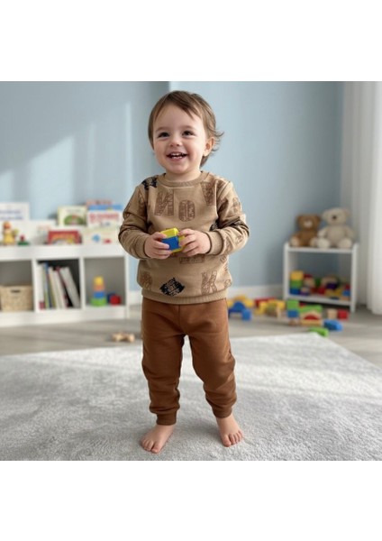 Kahverengi Desenli Erkek Çocuk Alt Üst Takım fiyatları