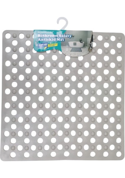 Kare Kabartma Silikon Kaydırmaz Taban Duşakabin ve Banyo Matı (BEJ)(51X53)