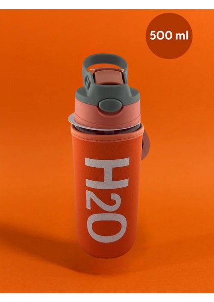 H2O Kılıflı Pipetli Cam Matara 500 ml