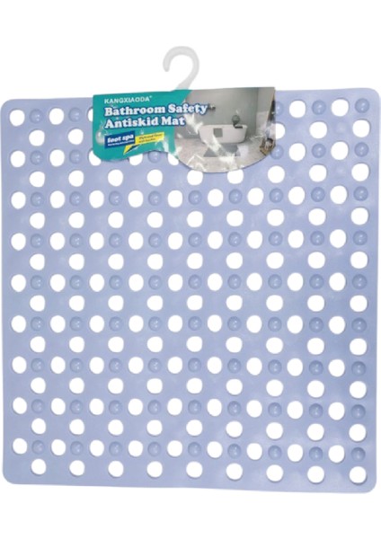 Kare Kabartma Silikon Kaydırmaz Taban Duşakabin ve Banyo Matı (Açık MAVI)(51X53)