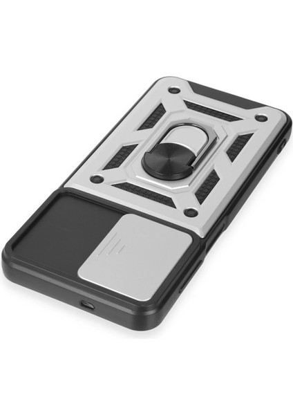 Buğz Samsung Galaxy A14 4g Kılıf Pars Lens Yüzüklü Silikon - Gümüş