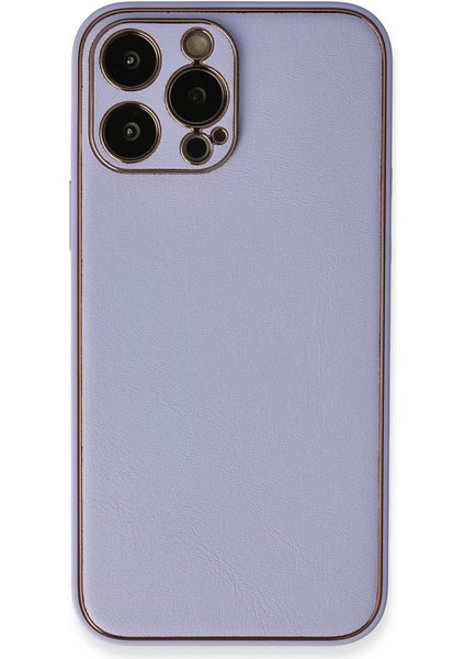 Buğz Iphone 13 Pro Max Kılıf Coco Deri Silikon Kapak - Açık Lila