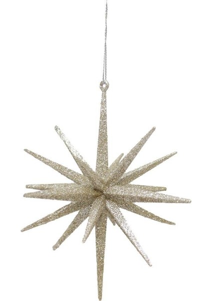 Yılbaşı Ağaç Süsü 3D Simli Kutup Yıldızı Asılabilir Dekoratif Süs Şampanya 14 cm fiyatları