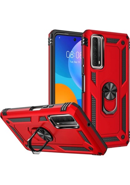 Buğz Huawei P Smart 2021 Kılıf Sofya Yüzüklü Silikon Kapak - Kırmızı fiyatları