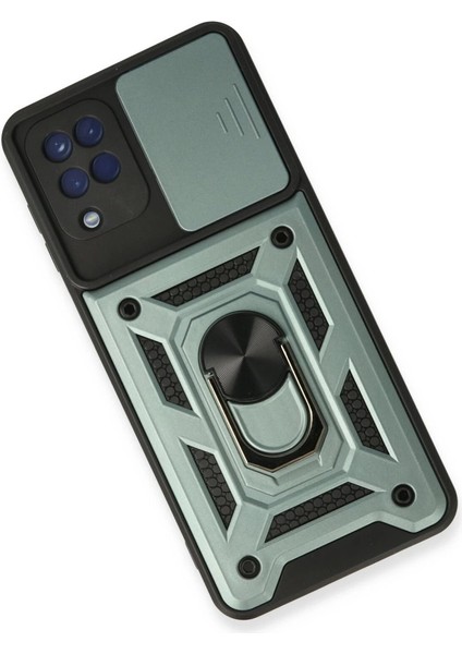 Buğz Samsung Galaxy A22 Kılıf Pars Lens Yüzüklü Silikon - Yeşil modelleri