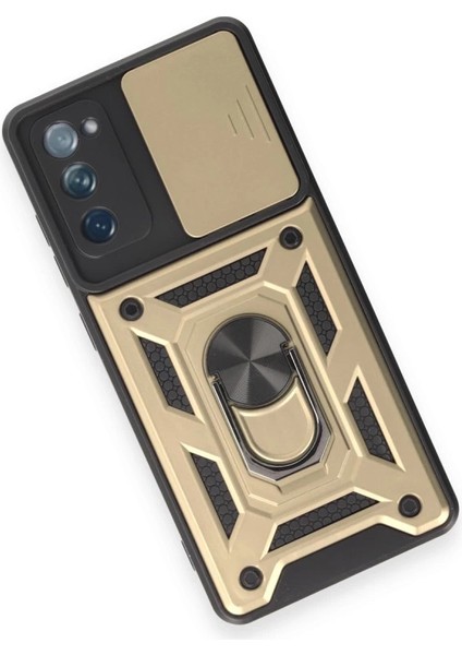 Buğz Samsung Galaxy S20 Fe Kılıf Pars Lens Yüzüklü Silikon - Gold modelleri