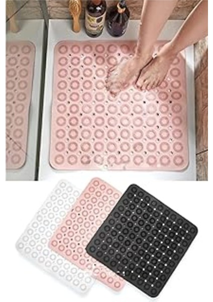 Dilan Store 2 Adet Kaydırmaz Duşakabin Banyo ve Duş Paspası Kare Masajlı Vantuzla Yapışır 54 x 54 cm D-150