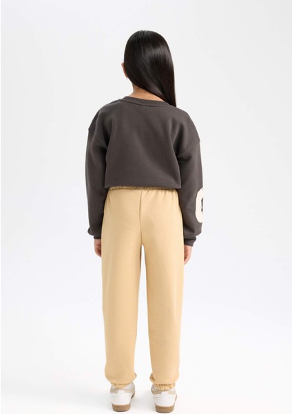 Kız Çocuk Standart Fit Beli Paçası Lastikli Baskılı Jogger Eşofman Altı D2295A824WN