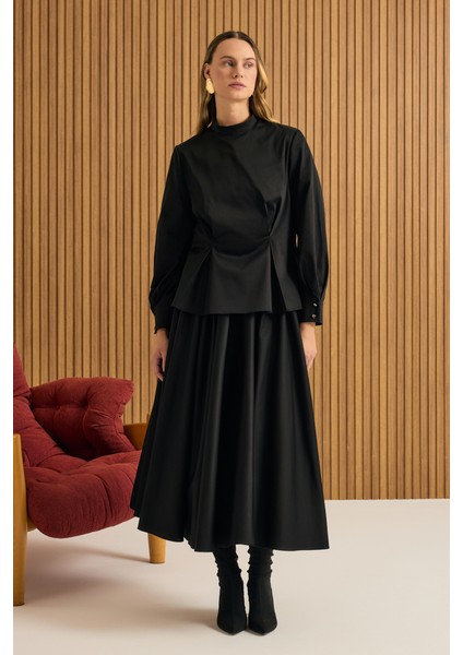 Büzgülü Kloş Cotton Etek