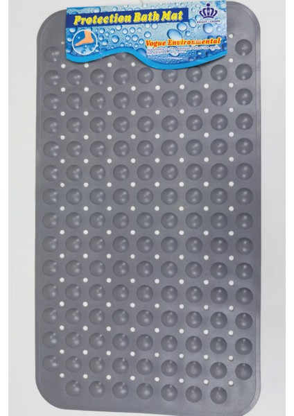 Dikdörtgen Delikli Kabartma Silikon Kaydırmaz Taban Duşakabin ve Banyo Matı (GRI)(66X36)