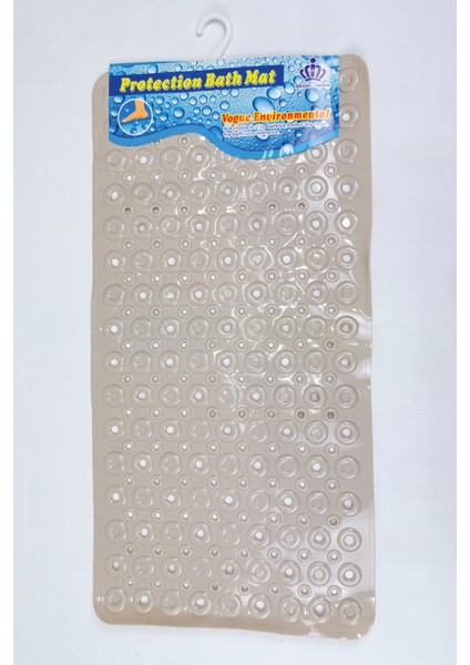 Dikdörtgen Kabartma Silikon Kaydırmaz Taban Duşakabin ve Banyo Matı (BEJ)(65X35)