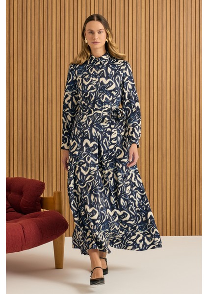 Desenli Viscon Elbise