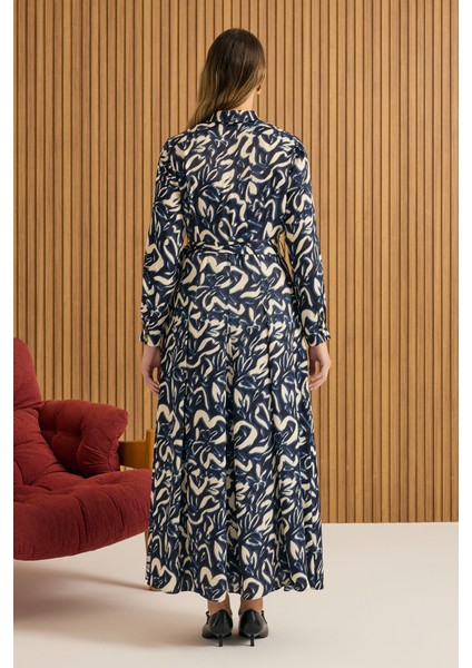 Desenli Viscon Elbise