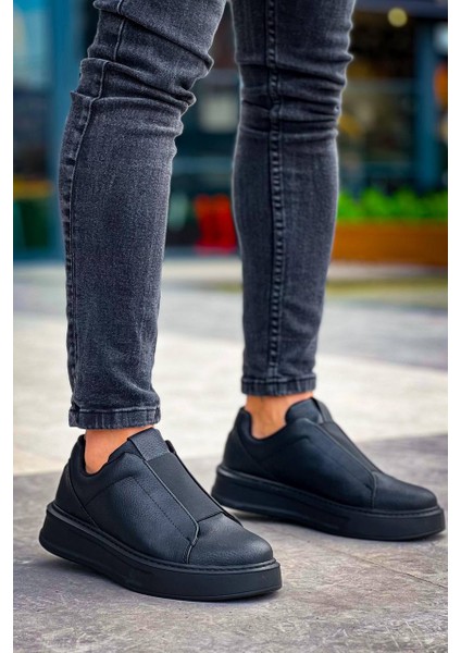 KB-007 Kuback Siyah Siyah Yüksek Taban Tek Bant Bağcıksız Günlük Erkek Ayakkabı fırsatları