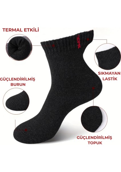 Termal Kışlık Kalın Çorap (3 - Çift) Erkek Kadın Unisex Pamuklu Havlu Çorabı
