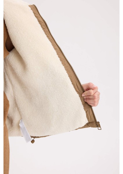 Su Geçirmez Puffer Şişme Mont Kapitoneli İçi Suni Kürklü Rüzgar Geçirmez Cepli A0756AX24WN