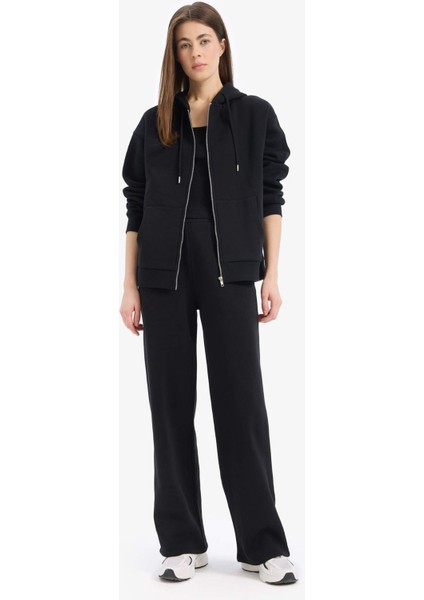 Straight Fit Kalın Eşofman Altı Beli Lastikli Cepli Yüksek Bel Basic Düz B8571AX24WN