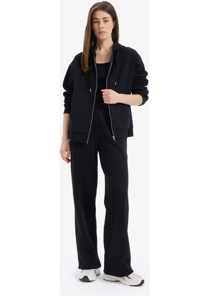 Straight Fit Kalın Eşofman Altı Beli Lastikli Cepli Yüksek Bel Basic Düz B8571AX24WN