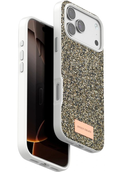 Onegif Iphone 17 Bright Simli Kapak - Çöl Titanyum