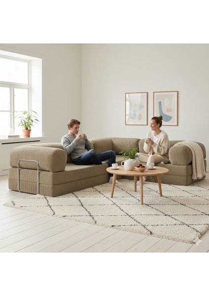 300X200 Teddy Serisi Köşe Kapali| Uzanma Modüler Koltuk | Yıkanabilir Corduroy Kumaş | Çok Fonksiyonlu Yer Yatağıyeny Fitilli fiyatları