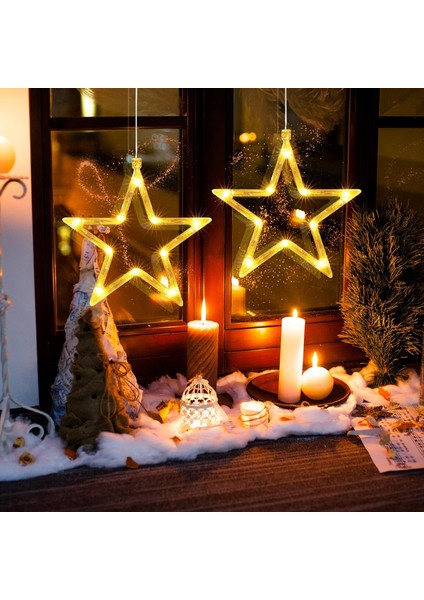 Vantuzlu Yıldız LED Işıklı Cam, Vitrin, Kapı ve Pencere Süsü fırsatları