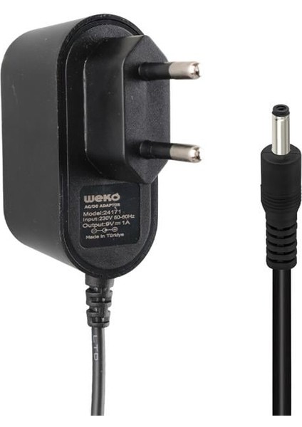 Weko 9 Volt - 1 Amper 3.5*1.35 Uçlu Yerli Üretim Priz Tipi Adaptör