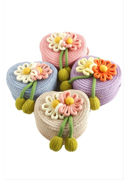 Çiçek Kalp Hasır Çanta fiyatları