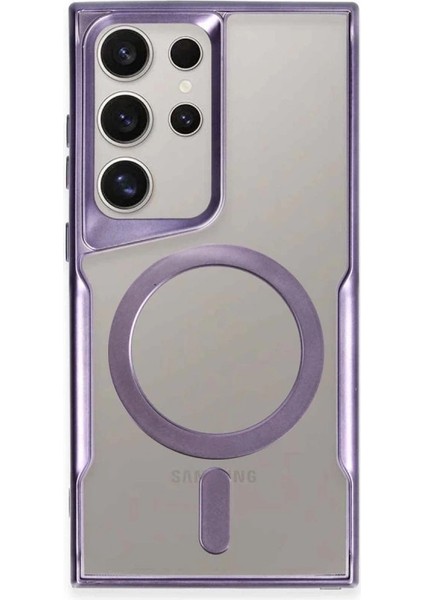 Buğz Samsung Galaxy S24 Ultra Kılıf Boyi Magsafe Silikon Kapak - Derin Mor