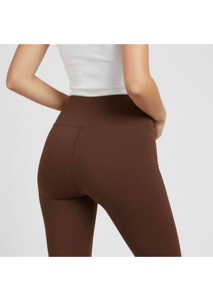 Kadın Yanı Dikişsiz Yüksek Bel Kahverengi Basic Tayt modelleri