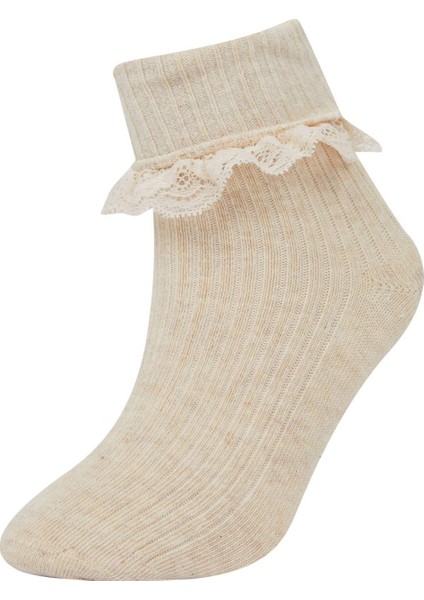 Kız Bebek Dikişsiz 3'lü Pamuklu Uzun Çorap