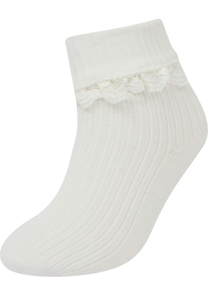 Kız Bebek Dikişsiz 3'lü Pamuklu Uzun Çorap