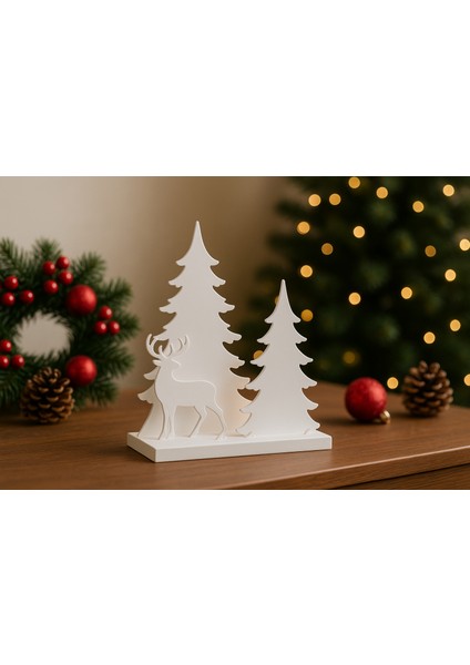 3D Baskı Dekoratif Geyik ve Çam Ağaçları Yılbaşı Aydınlatması – LED Tealight Uyumlu fiyatları