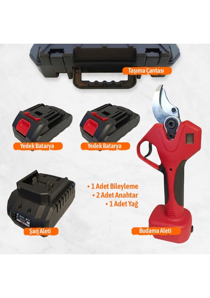 RDX9033 Akülü Dal Budama Makası Lion Bmc 35 mm Kesme Kapasitesi 2 Adet Yedek Bataryalı Dal Budama fiyatları