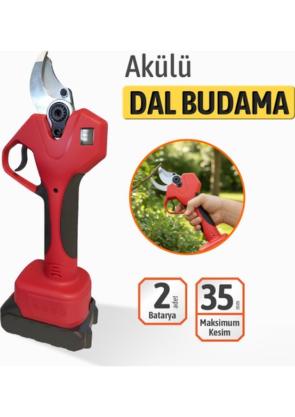 RDX9033 Akülü Dal Budama Makası Lion Bmc 35 mm Kesme Kapasitesi 2 Adet Yedek Bataryalı Dal Budama modelleri