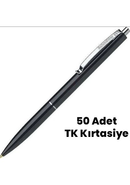 Tk Schneider K-15 Tükenmez Kalem Siyah Gövde Mavi Yazı Tükenmez Kalem ( 50 Adet)
