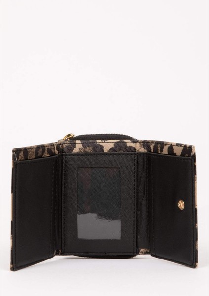 Kadın Leopar Desenli Suni Deri Cüzdan