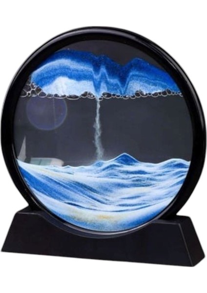 Hareketli 3D Kum Saati 30 cm Yuvarlak Cam Dekoratif • Rahatlatıcı Sanatsal Masa Üstü Tasarım