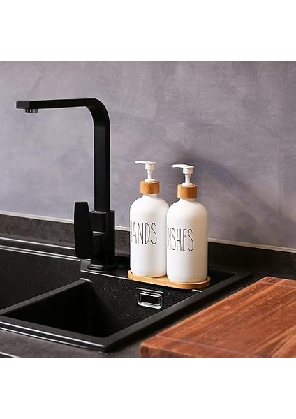 2'li Lüx Cam Sıvı Sabunluk, Mutfak ve Banyo Için Modern Cam Sıvı Sabunluk, Doldurulabilir ve Pompalı Trend Desenli (Beyaz) fiyatları