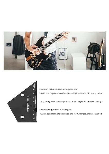 Gitar Fret Rocker Paslanmaz Çelik Gitar Teli Eylem Ölçer Elektrik ve Akustik Gitarlar Için Doğru Gitar Tel Yükseklik Cetveli indirimleri