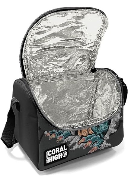 High Erkek Okul Okul Beslenme Çantası - Siyah Gri Dinazor - Termal Astarlı fiyatları