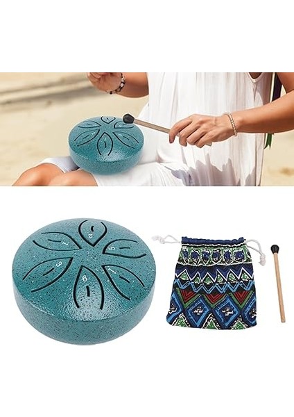 Dışarı Için Yağmur Davul, Dil Davul 3 Inç 6 Notlar Yağmur Perküsyon Enstrümanı Minyatür Çelik Dil Dış Bahçe Için (Koyu Yeşil) modelleri