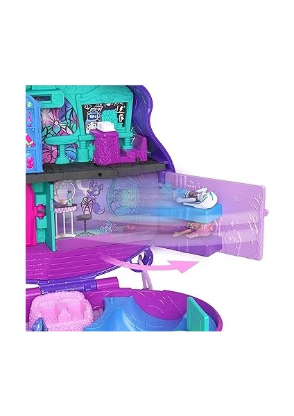 Pocket™ Monster High Temalı Kompakt Oyun Seti 3 Mikro Bebek ve 10 Aksesuar Bulunan, Açıldığında Liseye Dönüşen Polly Pocket Monster High Kompakt Oyun Seti HVV58 modelleri