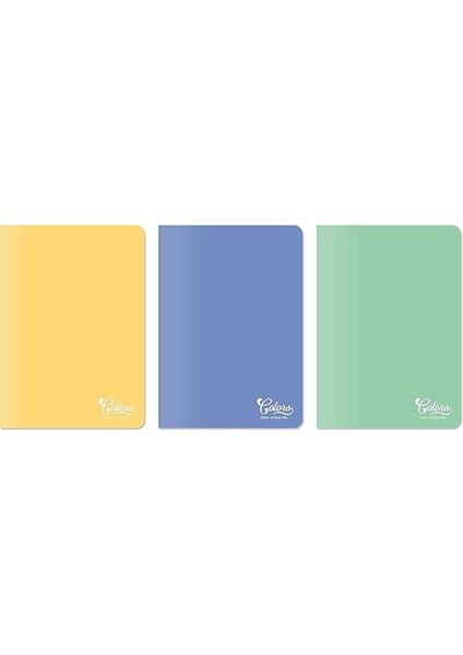 Colors A5 60 Yaprak Çizgili Defter 3'lü Paket, Mor, Yeşil, Sarı