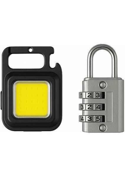 Store Mini Güvenlik Seti: Anahtarlık LED Işık + Küçük Asma Kilit – Taşınabilir, Pratik ve Dayanıklı